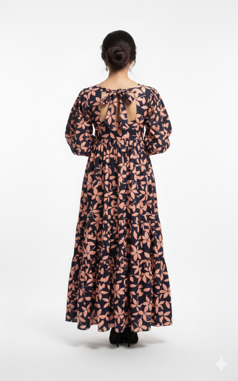 3 layer floral western maxi